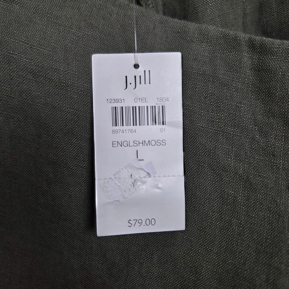 J Jill Love Linen Pants Womens Large English Moss Green Ankle Pockets Pull On - Picture 8 of 10